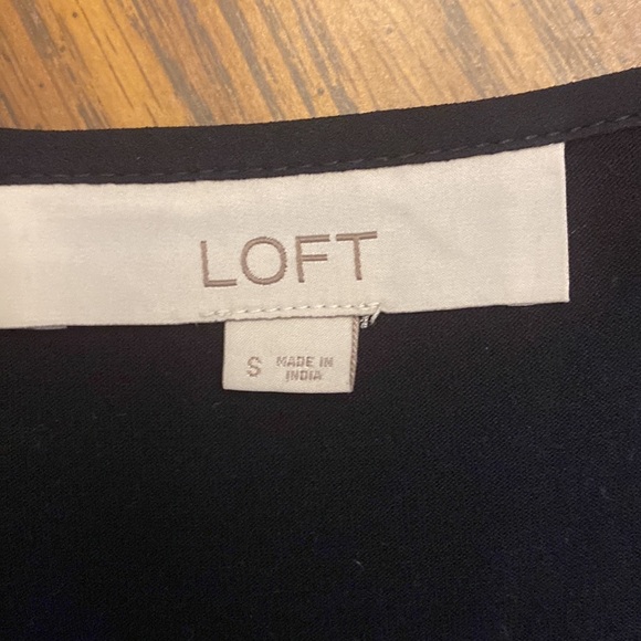 Loft Navy Long Sleeved Blouse - Sleeves Chiffon and Puckered, Body Cotton -Small - Picture 6 of 7